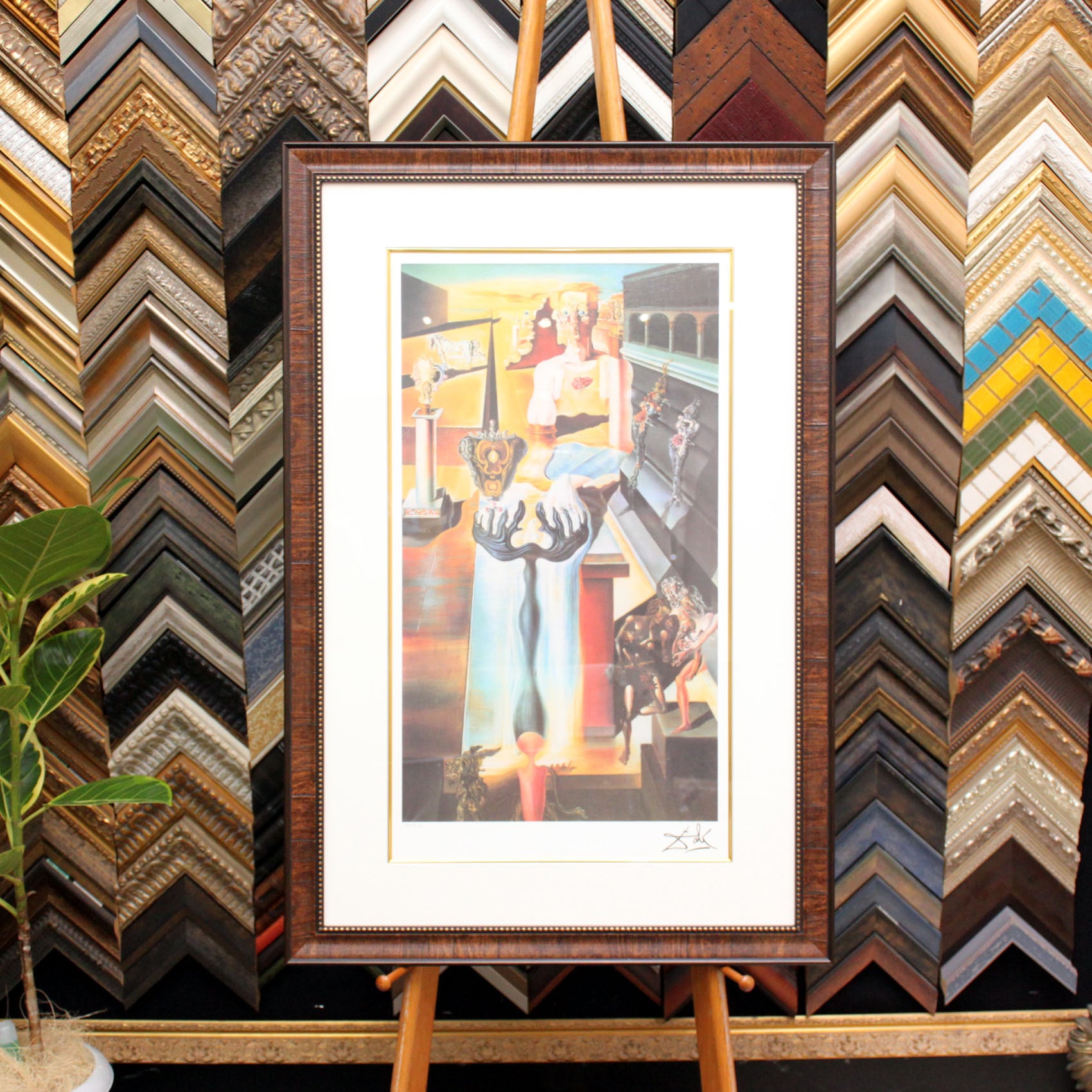 ダリ 絵画「透明人間(インビジブル マン)」額縁4色選択可能 作品証明書 展示用フック 限定500部エディション付複製画リトグラフ