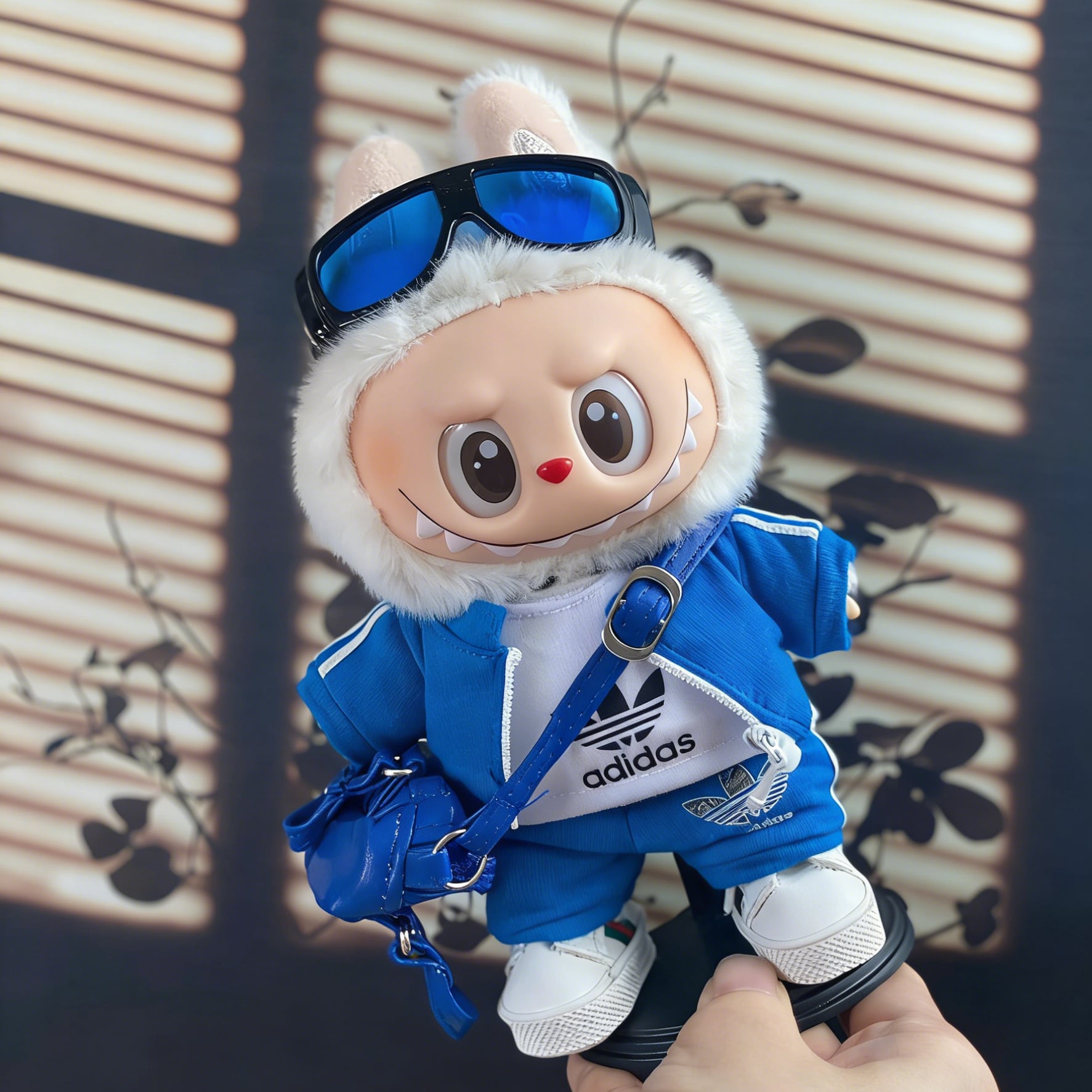 \インスタで話題/ ラブブ トレーナーセット ブルー スポーティかわいい フルコーデ 写真映えするおしゃれドール服