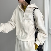 裏起毛ハーフZIPショート丈PK/エクリュ