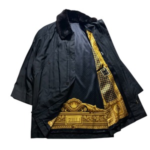 ZILLI black silk coat with fur