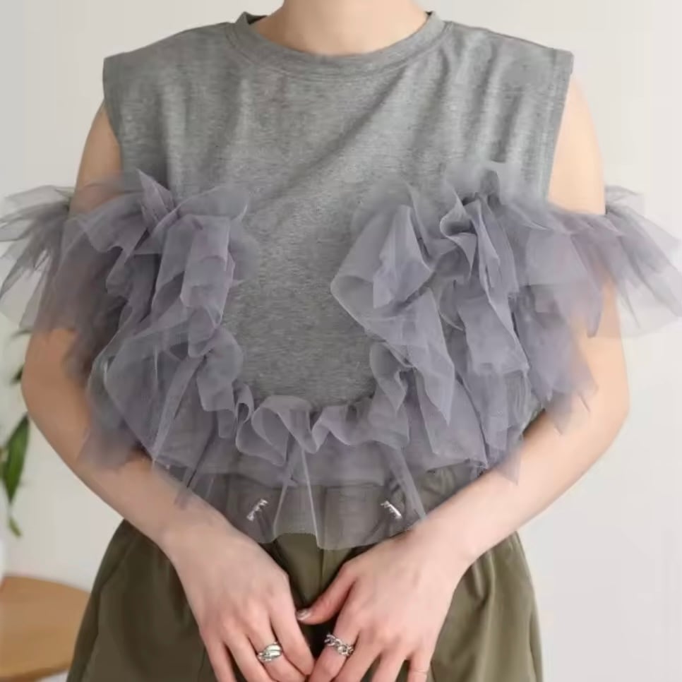 frills tulle 3way tops