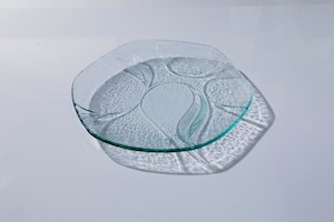 昭和型板ガラス「つた」4mm厚　六角丸皿　大（Φ180mm）