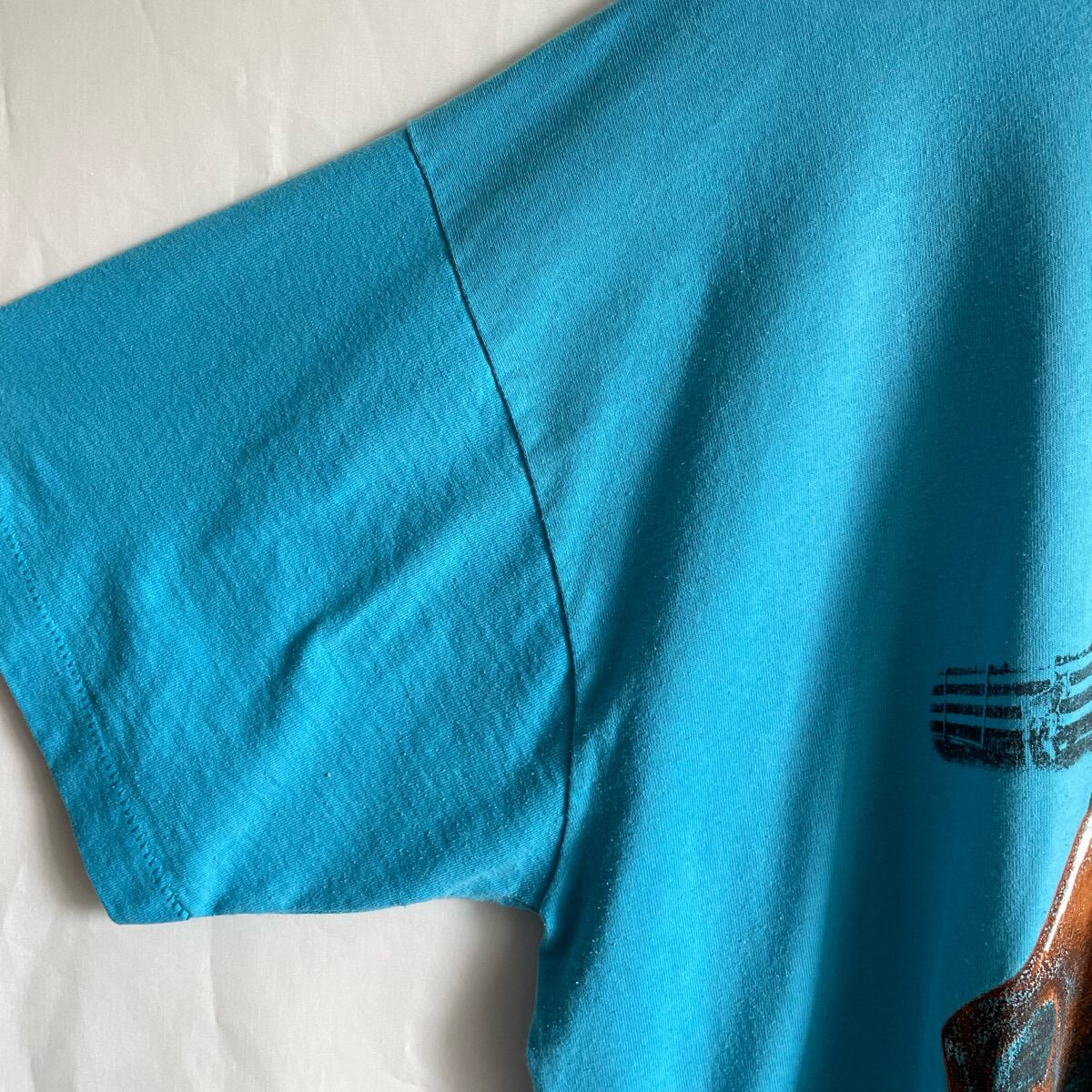 vintage アニマル刺繍デニムシャツ ウシ バイク ブルー ビッグサイズ