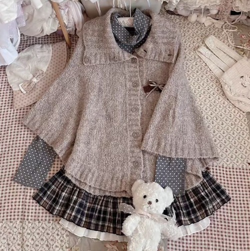 ゆめかわ♡ケープ付きトップス＆ミニスカート　set105