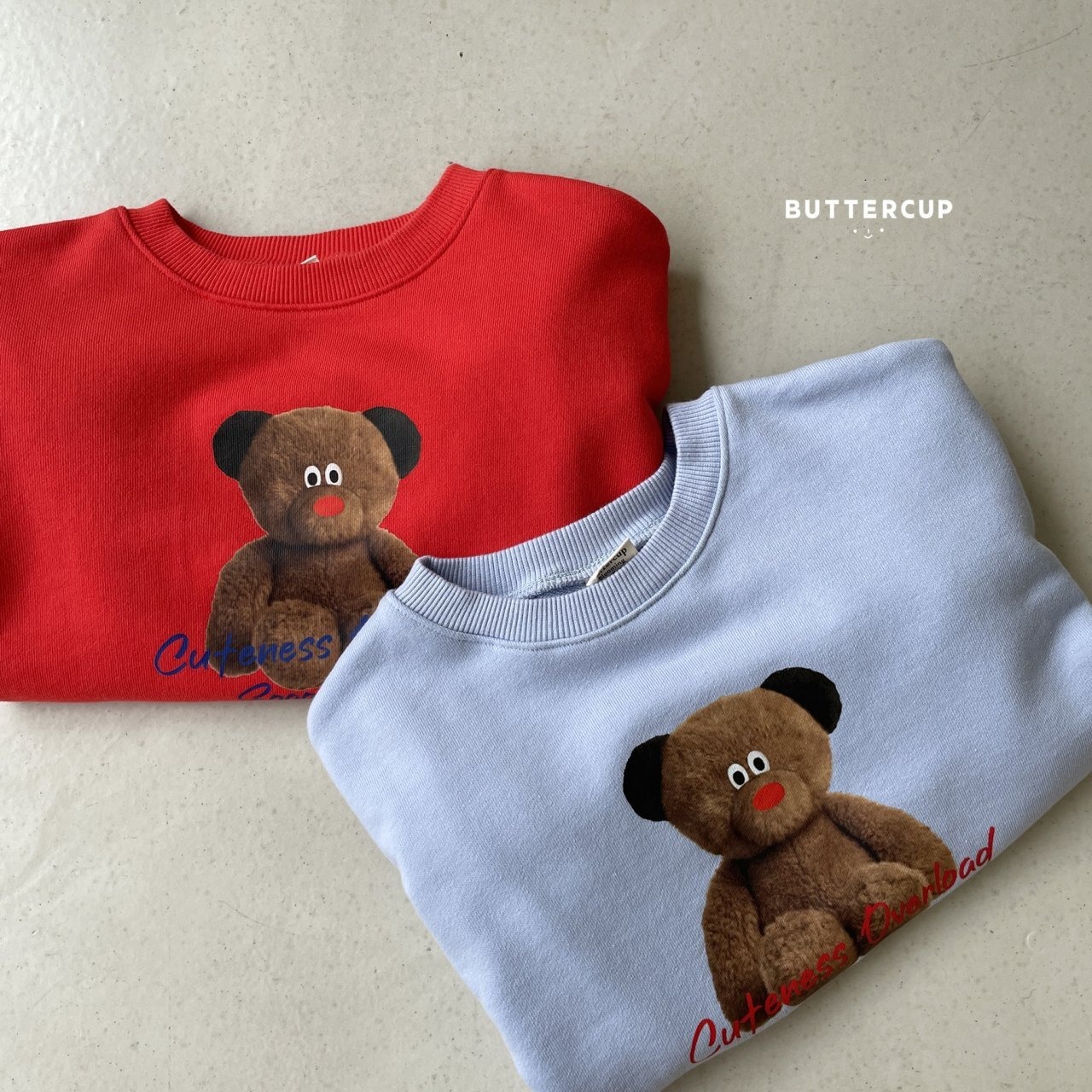 【Butter cup】ビッグベアスウェット 80〜110cm レッド 241020 - 12