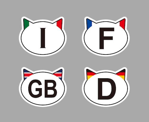 National Neko Sticker ネコ型国籍ステッカー 国旗耳ver.