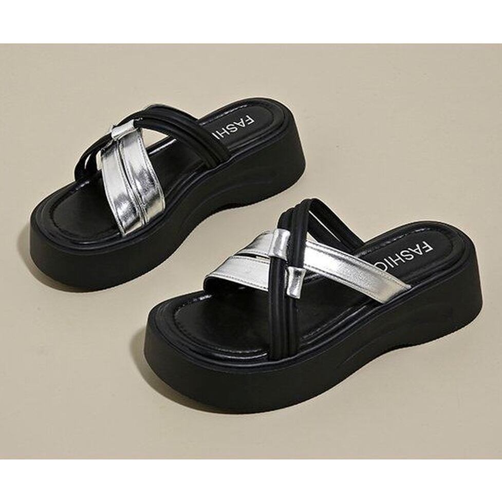 cross strap platform sandals / l0689