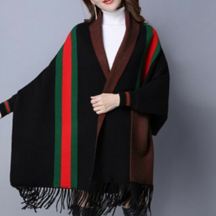 新作 レディース アウター ポンチョ ストール風ポンチョ ストール 大判ストール フリンジ ニット 韓国 通勤 羽織り 防寒 春 秋冬 P3363 Kirari きらり