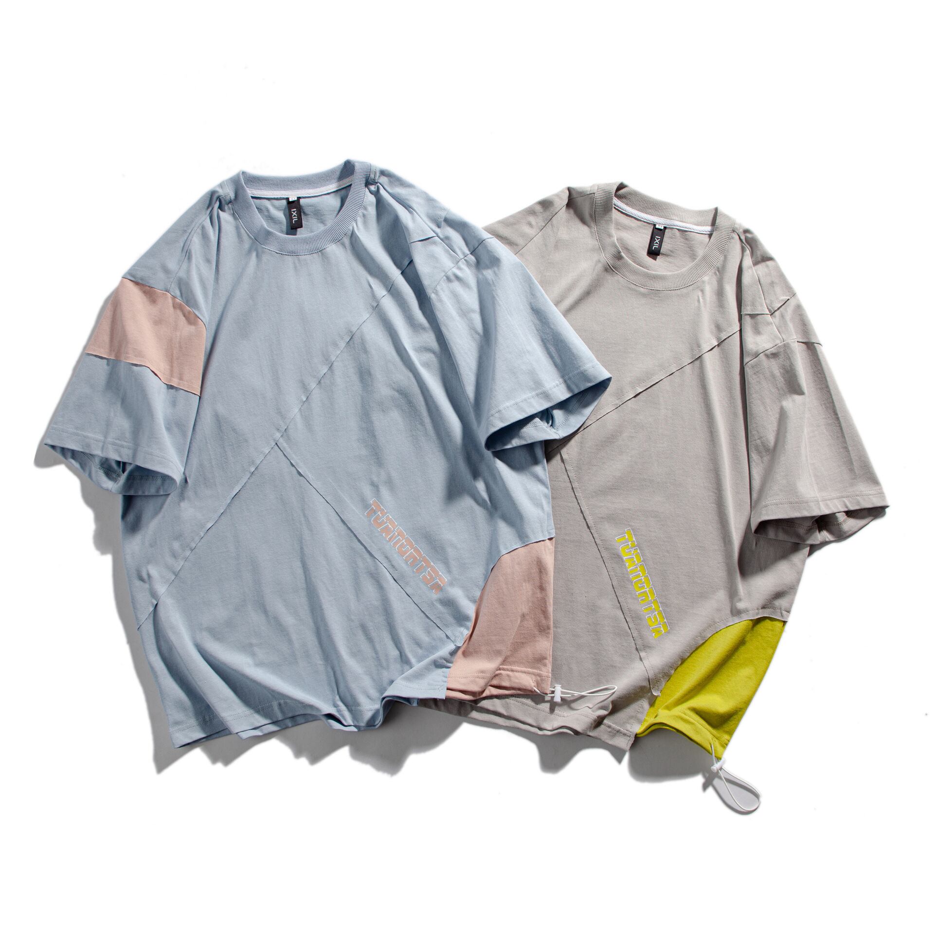 Yidaoヴィンテージ夏の新しいカジュアルルーズトレンドクリエイティブステッチカラーマッチング薄い半袖Tシャツメンズ-アリババ サマー 夏物 ビンテージ hip6-161130849460564