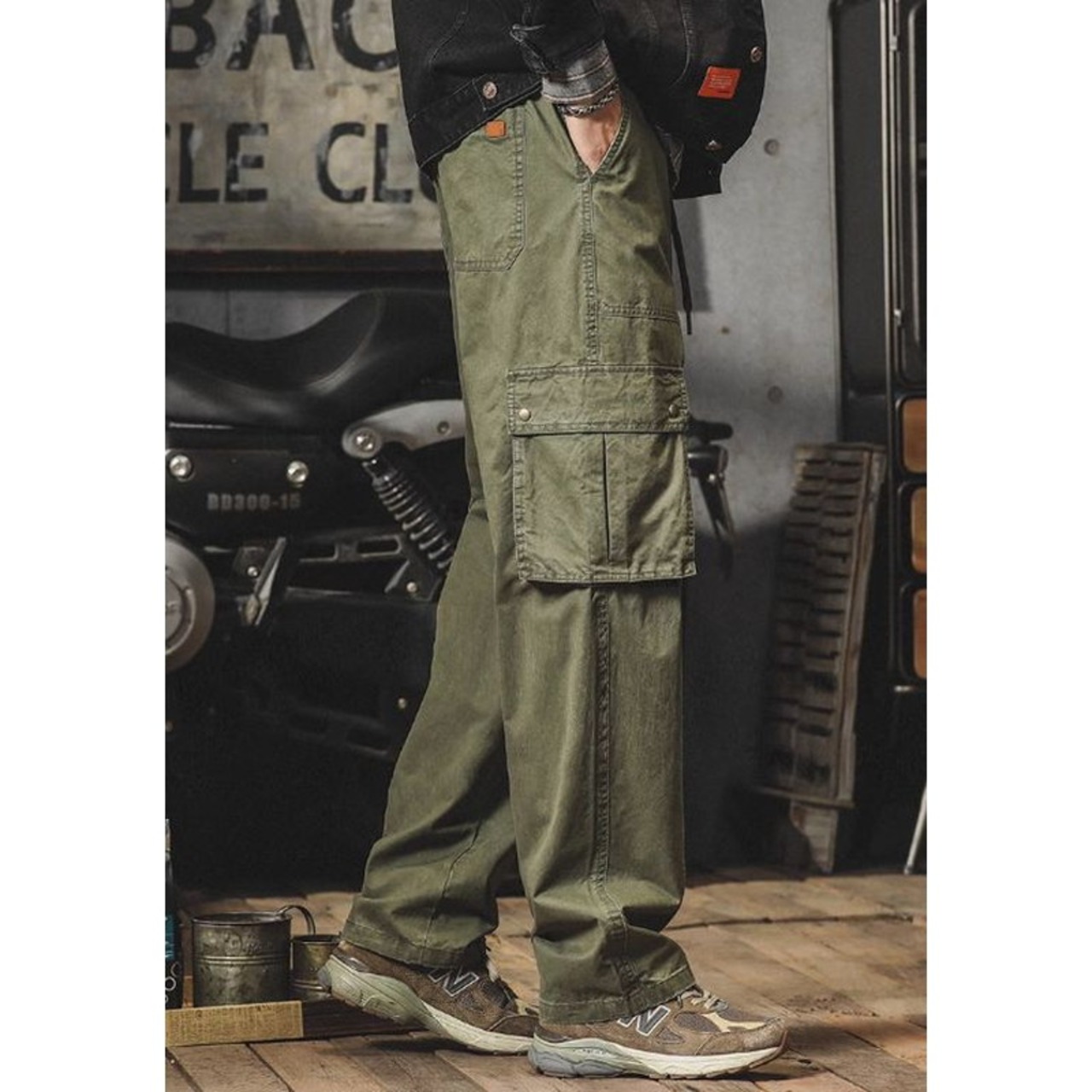Military-style 6-pocket wide-leg cargo pants ◇2color H0601