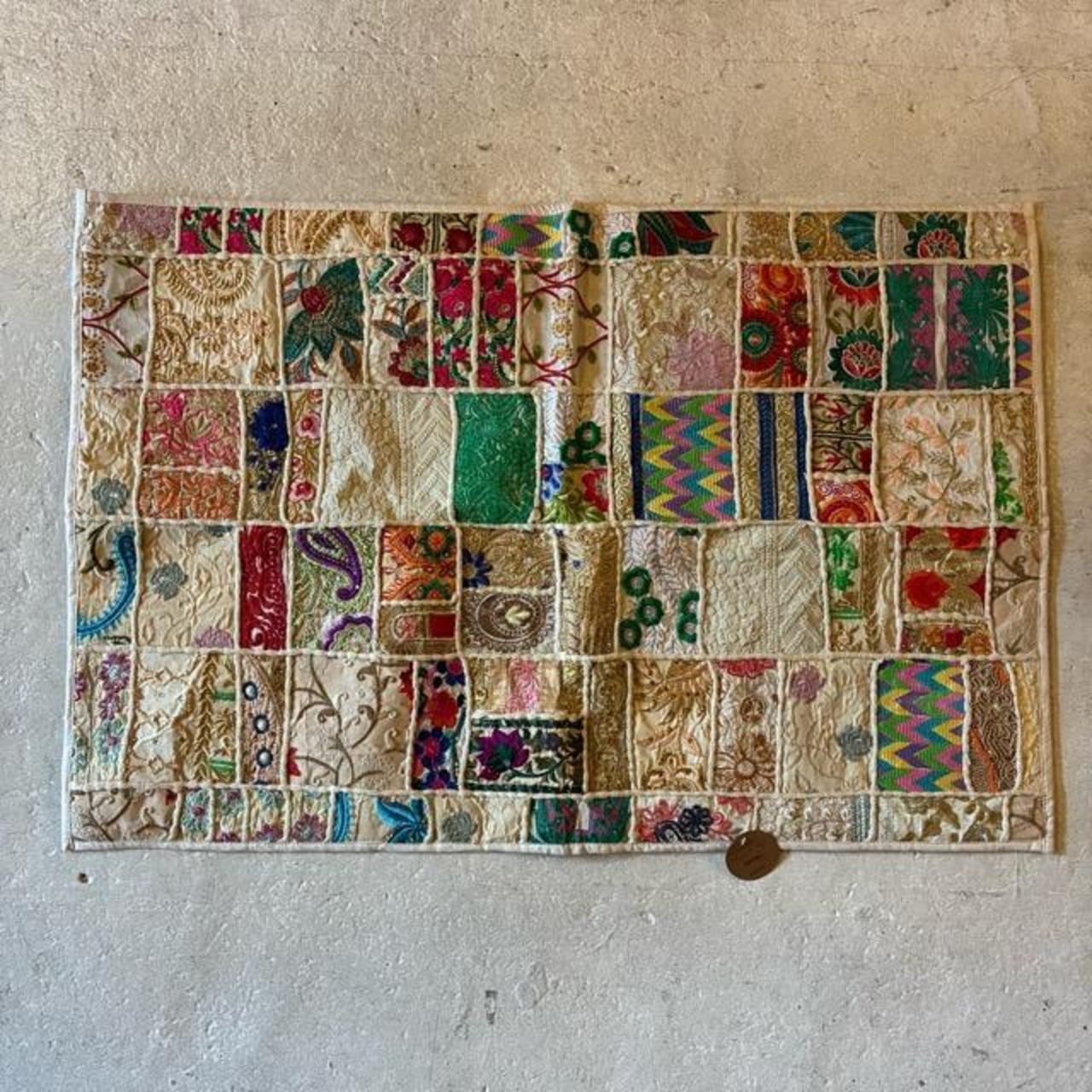 India Recycled sari patchwork mat 3color　インド　リサイクルサリーパッチワークマット　全3色　60×90cm　玄関マット　ミニマット　アソート　カラフル