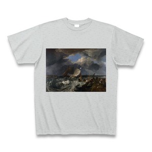 カレーの桟橋（ウィリアム・ターナー）：厳選名画Tシャツコレクション（グレー）