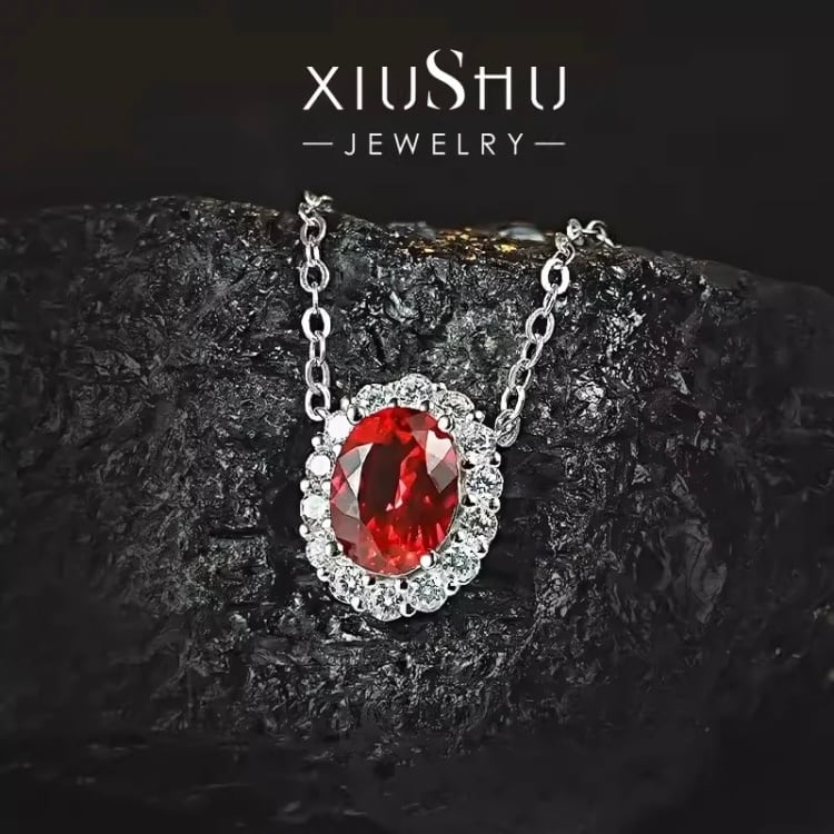 21ct 人工ルビー カラフル 高炭素ダイヤモンド ゴージャス ネックレス 黄色