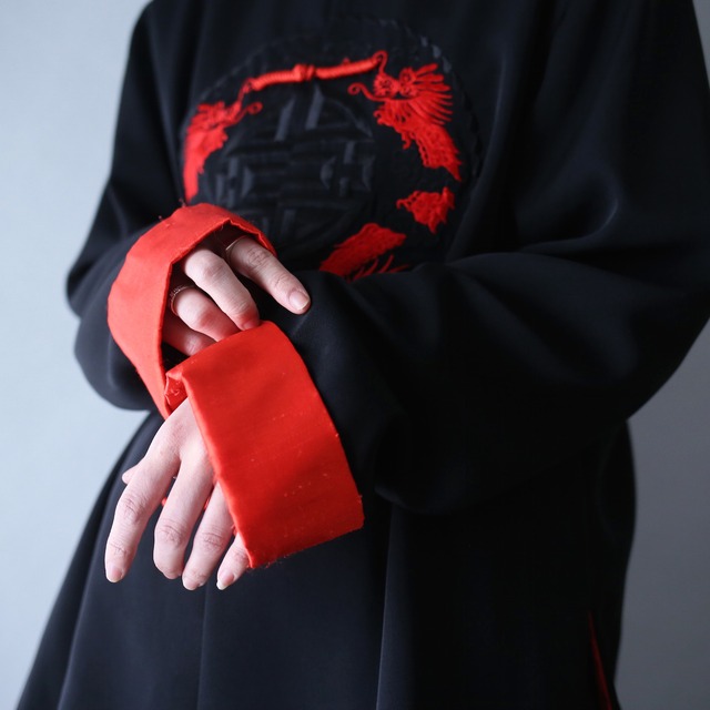 "刺繍×龍" black × red special china shirt jacket