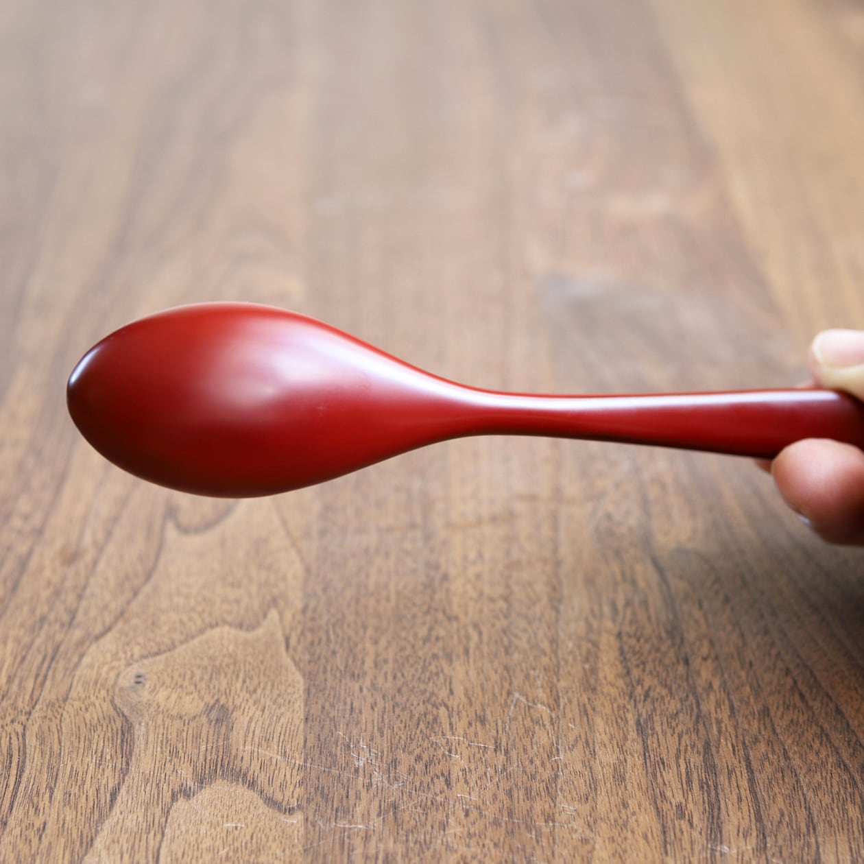 ディナースプーン】①古代朱 ／ ②溜 作：畠中昭一（現代の名工）工房