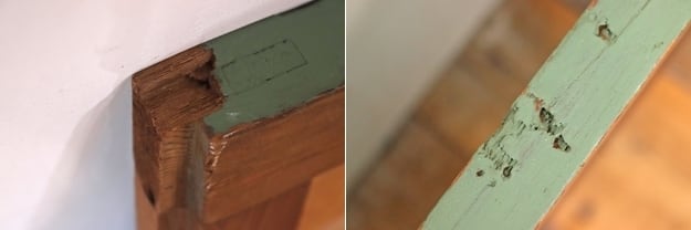 レトロ 建具 扉 引き戸 ドア ペイント 緑 グリーン 花柄 木製