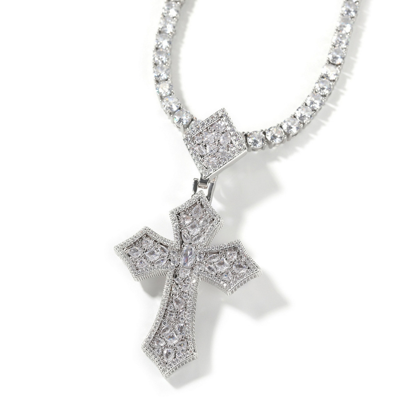 3色ジルコンクロス ネックレス W234