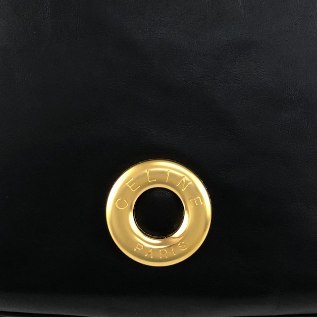 CELINE セリーヌ ショルダーバッグ ブラック ロゴサークル レザー vintage ヴィンテージ オールド mkxe53