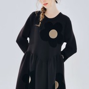 【3color】ビッグフラワーアップリケワンピース i0145