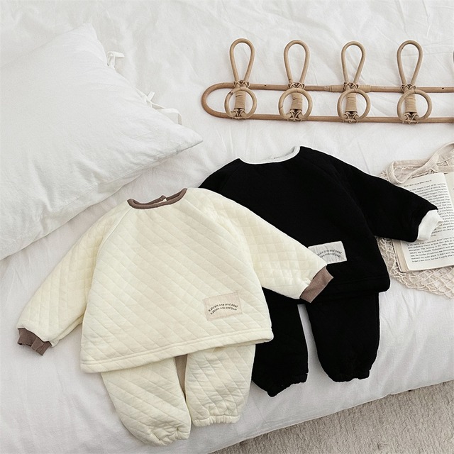 【冬作】韓国風キルティングカジュアルセットアップ