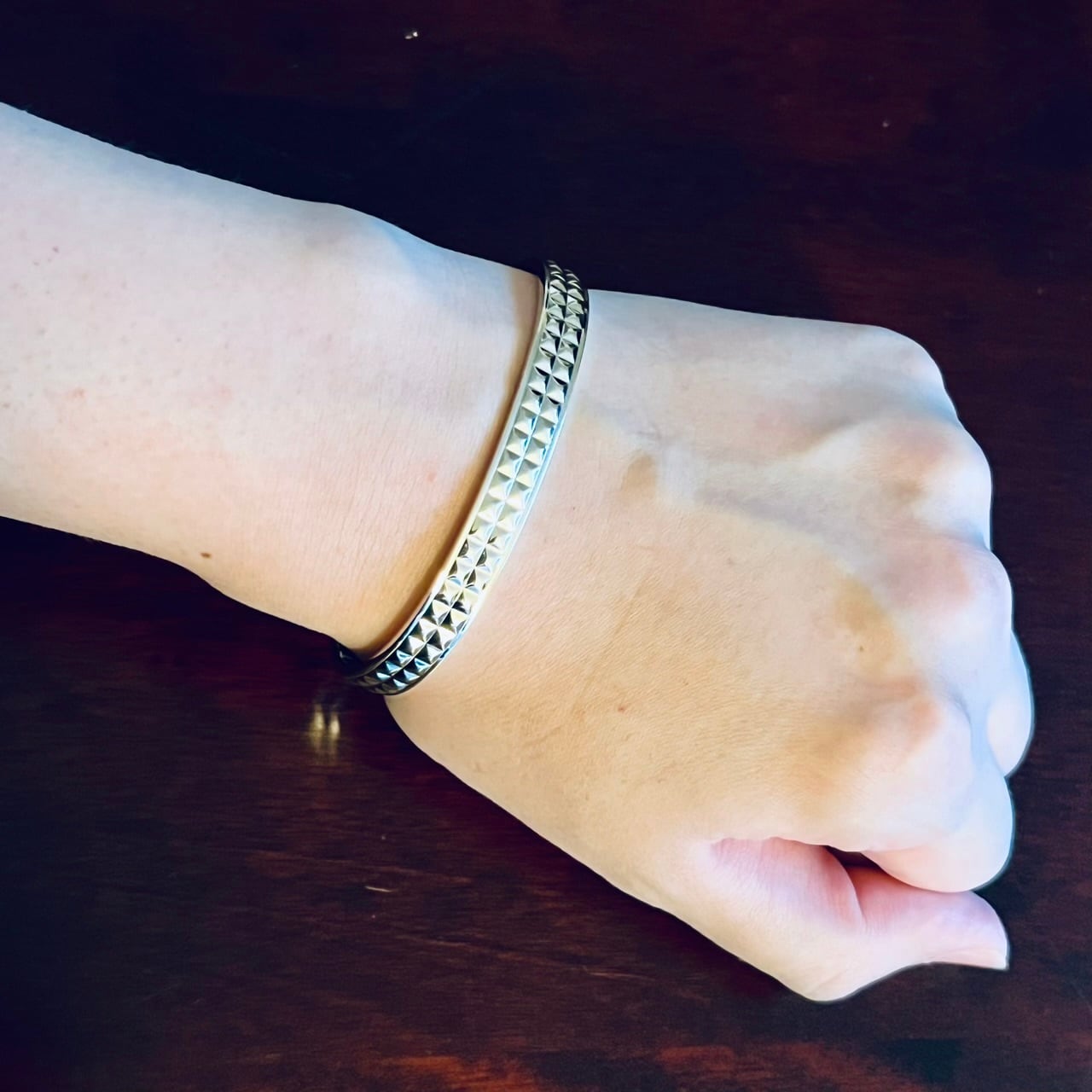 OLD TIFFANY & CO. Studs Narrow Cuff Bracelet Sterling Silver