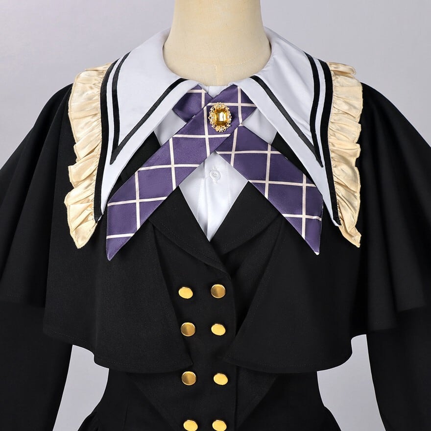 王子系軍服ロリータ｜ケープ付きワンピースセット（ブラック×パープル