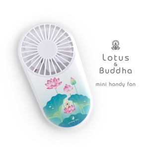 〈蓮と釈迦〉ミニ扇風機　薄型 ハンディファン 〈仏像グッズ〉