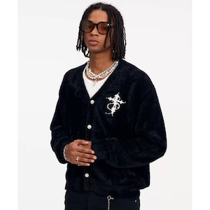 【DRIP6580】STKD Faux Mink Pearl Wool Cardigan