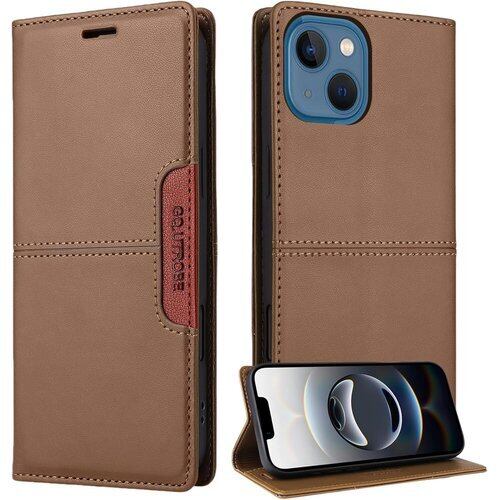 MUSECRASH iPhone 13mini / iPhone 12 Mini 用 手帳型 スマホケース 財布型 RFIDブロッキング カード収納付き 高級PUレザー 耐衝撃 マグネット式 スタンド機能 全面保護 ブラウン iPhone 12 Mini / 13 Mini 5.4 inch対応 3215