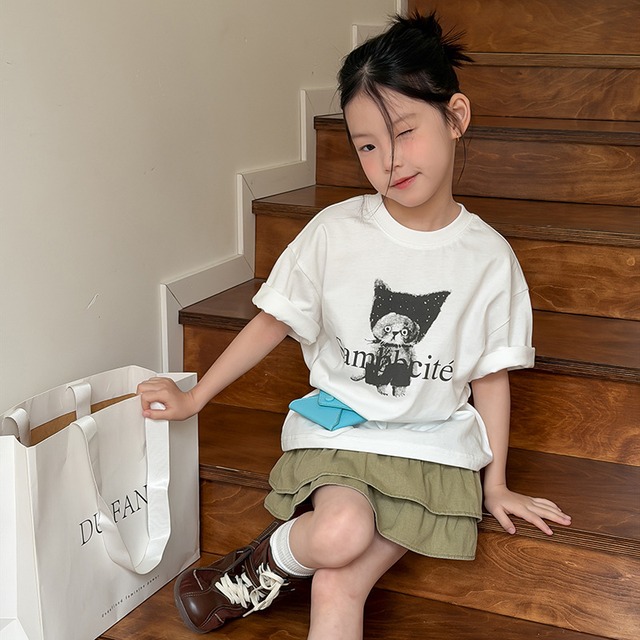 【KID】スマイルキャット半袖Tシャツ - 5