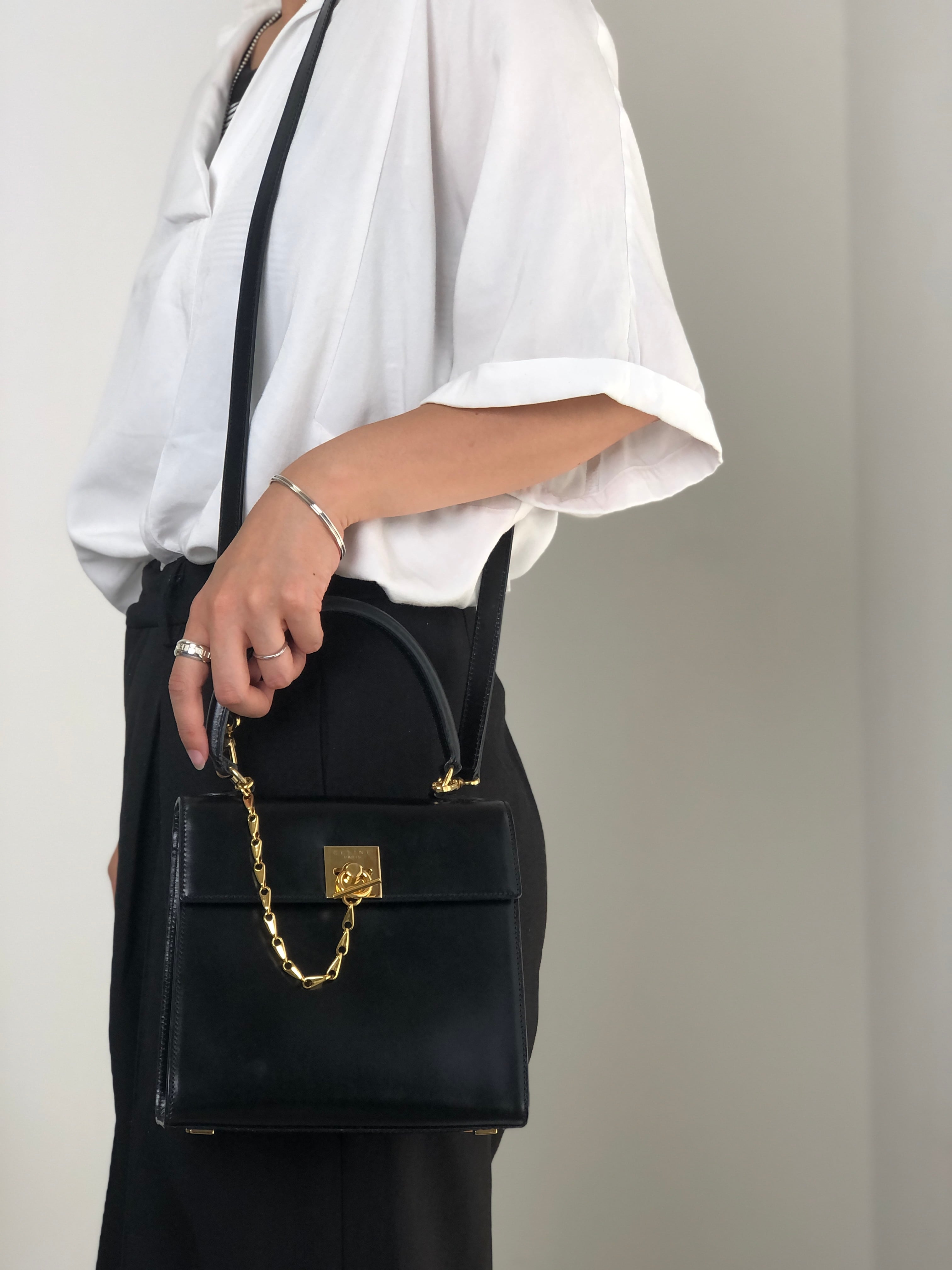 CELINE セリーヌ ショルダーバッグ ブラック ガンチーニ チェーン
