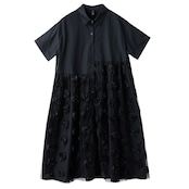 3Dローズ柄 ロング シャツワンピース 30251