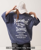 ◆ウォッシュ加工 半袖 サマーニット◆wi-320514