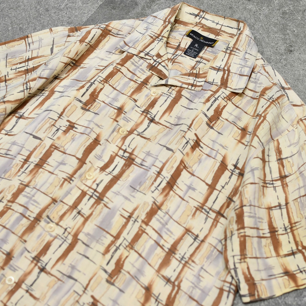 STASY ADAMS pattern ramie open collar shirt