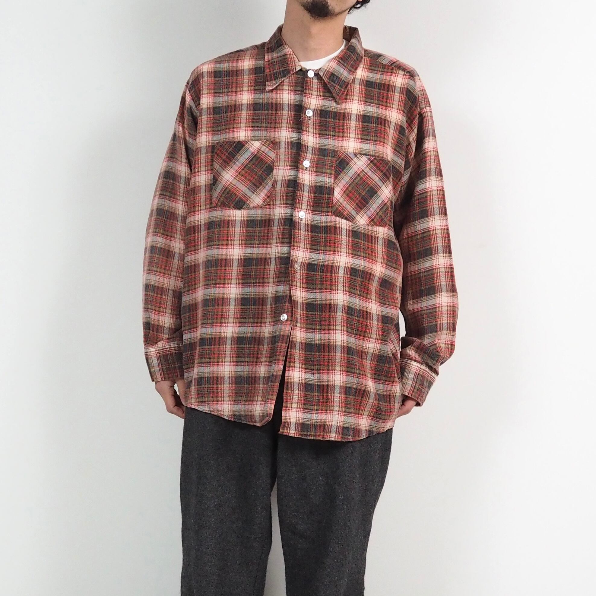 70’s Bellcraft Plaid Flannel Shirt XL PERMANENT PRESS チェック柄 ライトネルシャツ