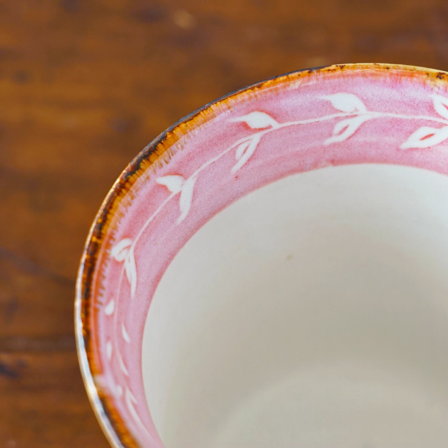 山内卓夫 マグカップ リーフ柄 ピンク 信楽焼 滋賀県産【伝統工芸品