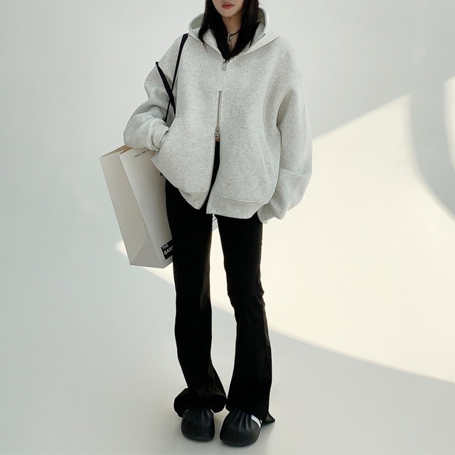 double zipper design sweatshirt hoodie　ダブルジッパーデザインスウェットフーディー　J0714