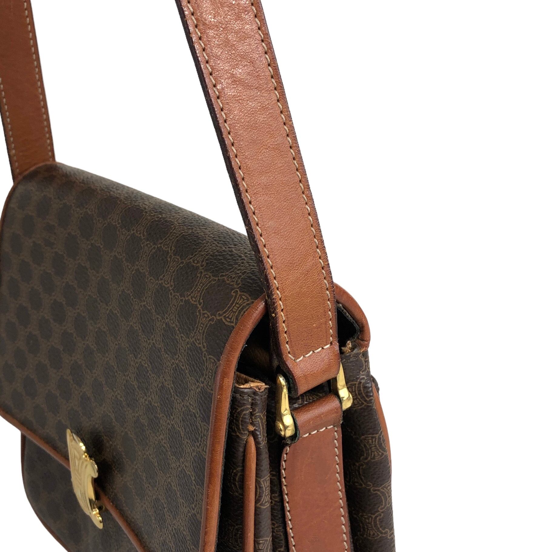 CELINE セリーヌ マカダム トリオンフ レザー ショルダーバッグ