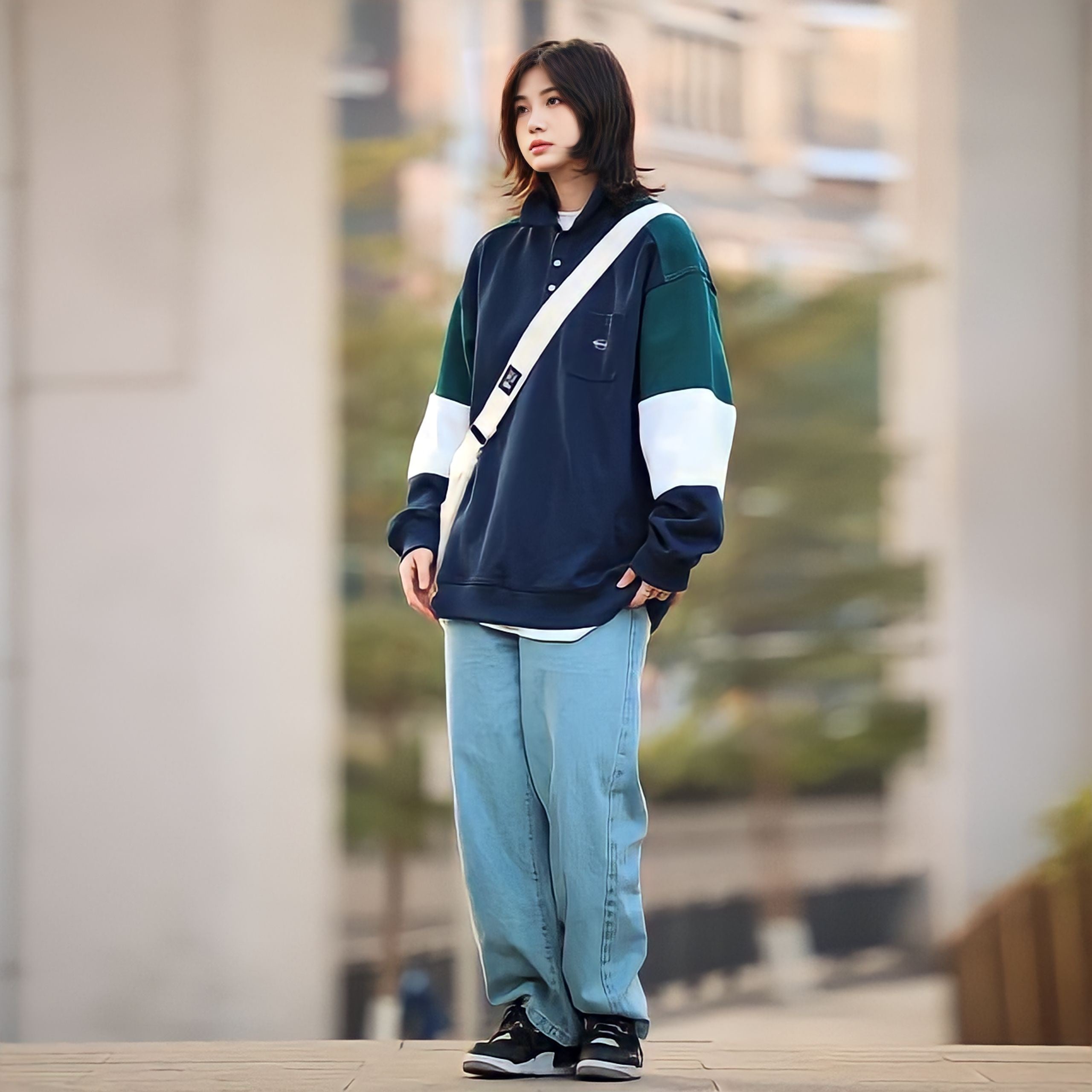 バイカラーポロシャツ / Two-Tone Long Sleeve T-Shirt