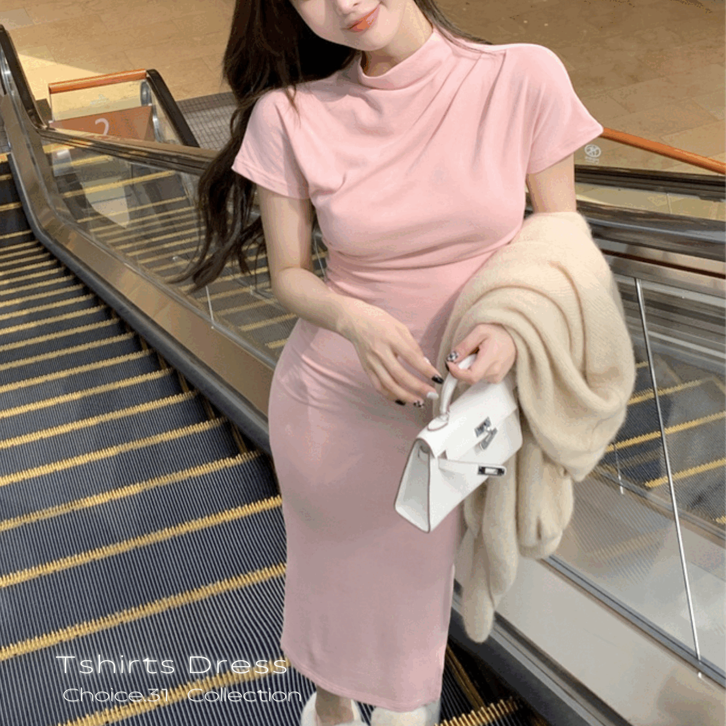 ハーフタートルネック Tシャツ ワンピース 半袖 タイト 2色 レディースファッション Choice 31 レディースファッション通販