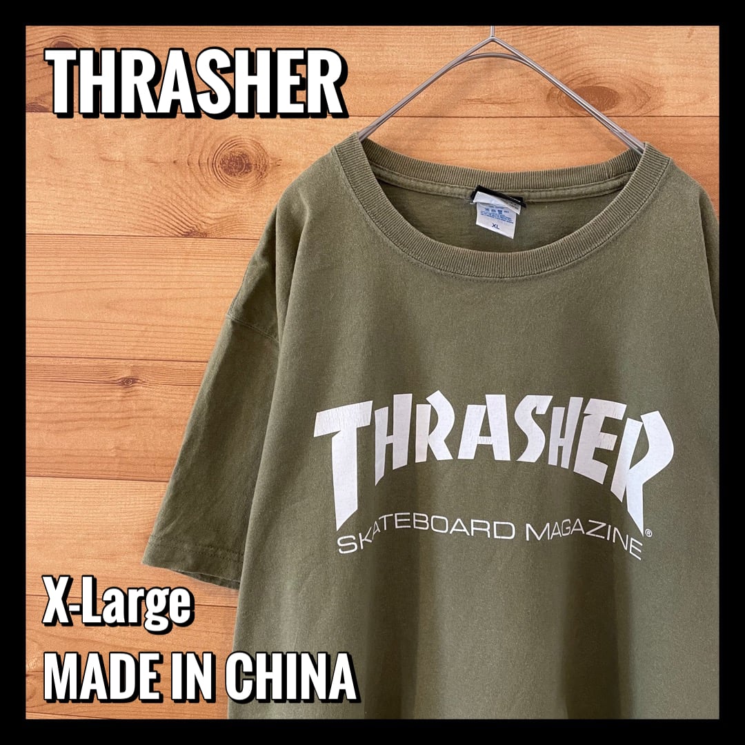 THRASHER】ロゴ Tシャツ XL オーバーサイズ スラッシャー カーキ US ...