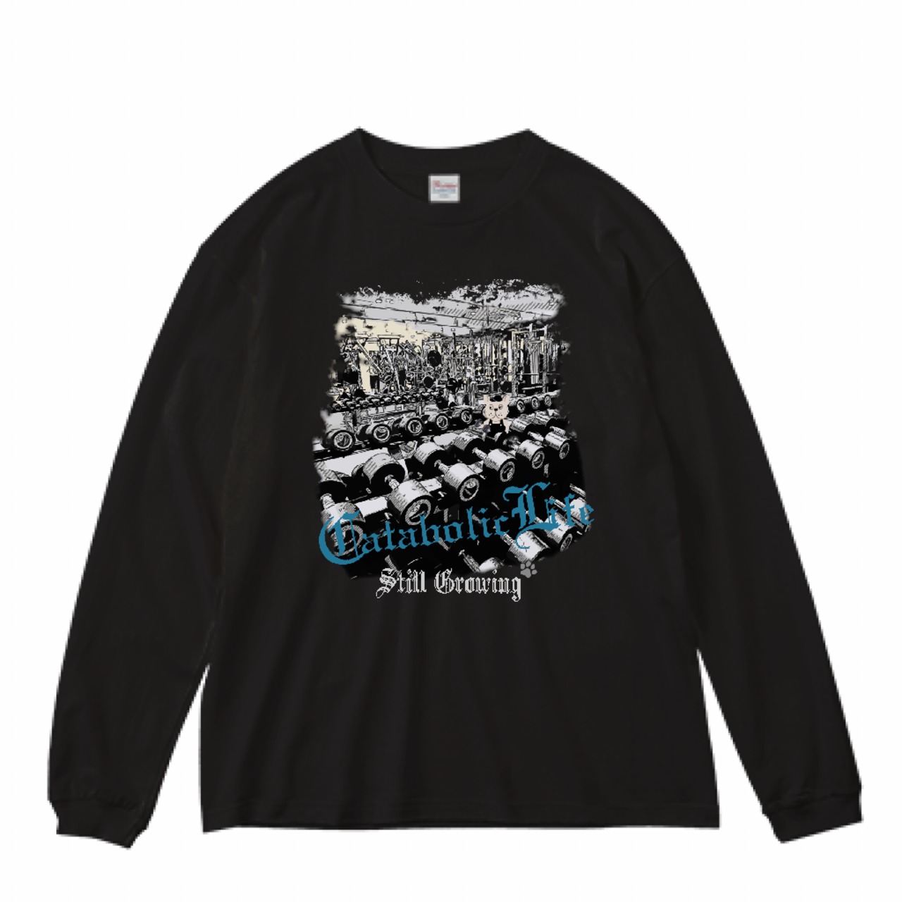 長袖Tシャツ "GYM"【ブラック】《S-XL》