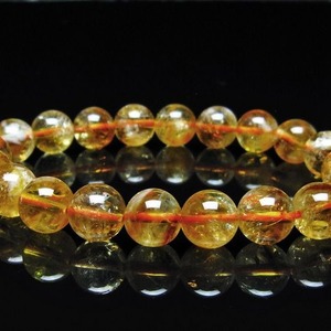 シトリン ブレスレット 虹入り 10mm シトリンクォーツ ブレス メール便可 一点物 111-50370