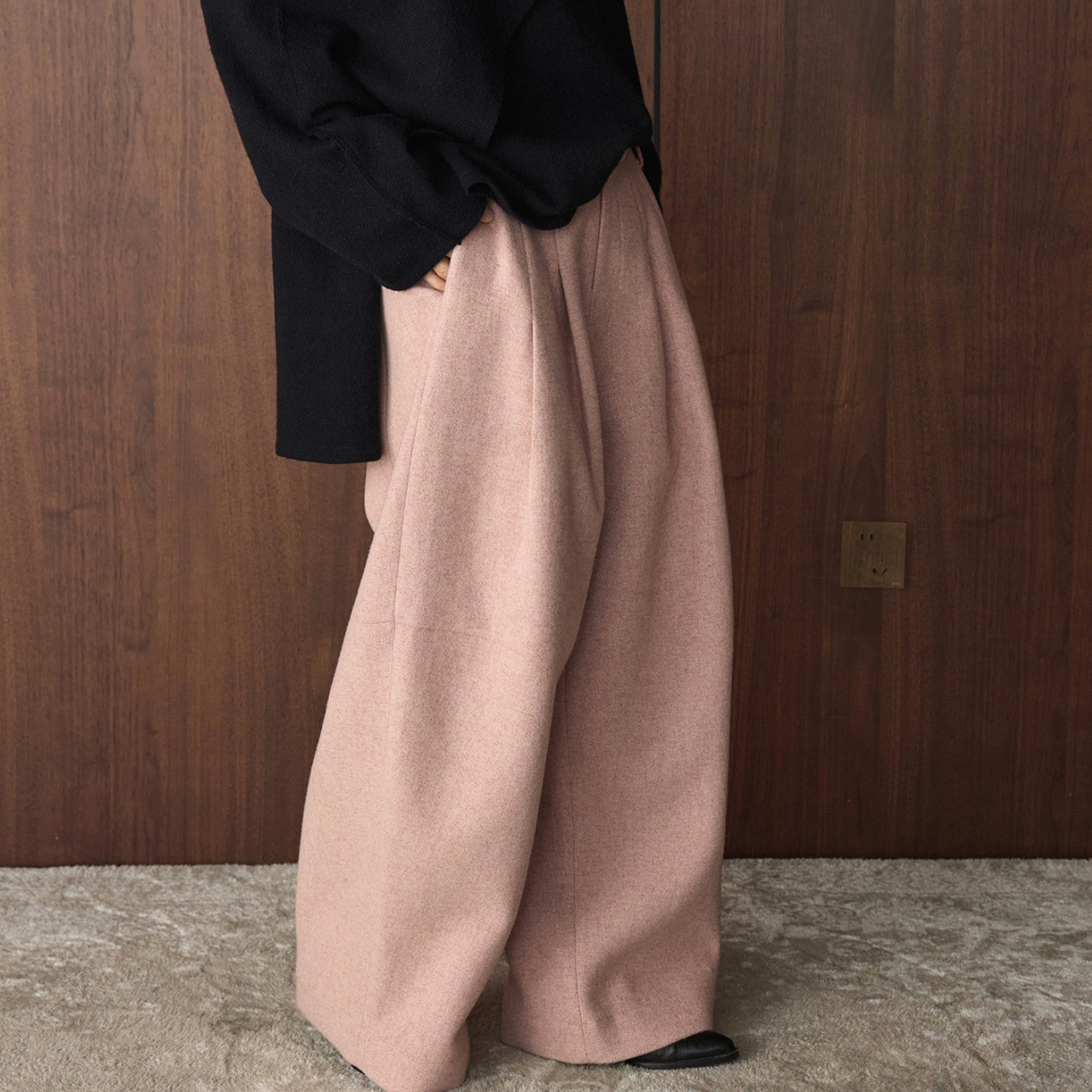 Full-Length Wide Silhouette pants 【3color】 T0735