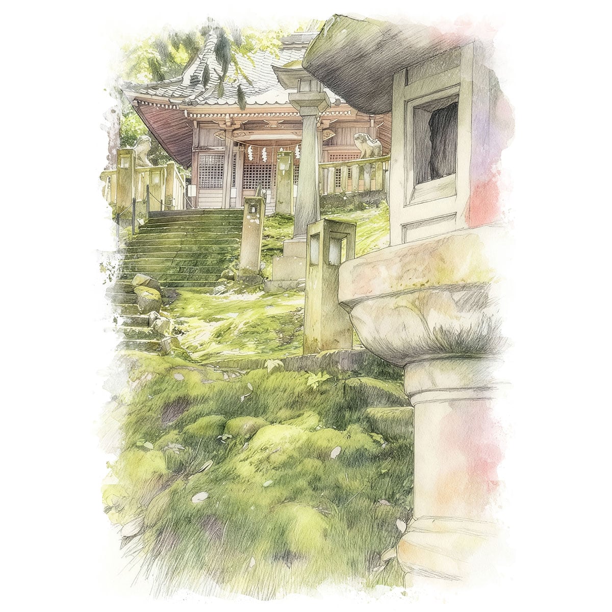 絵画(風景画) 日本 石川県 山中温泉 長谷部神社 インテリアアート額