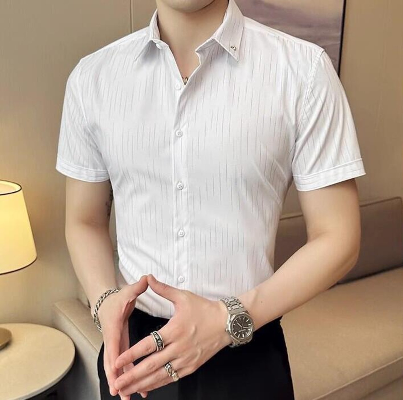 striped business shirt tops 00120