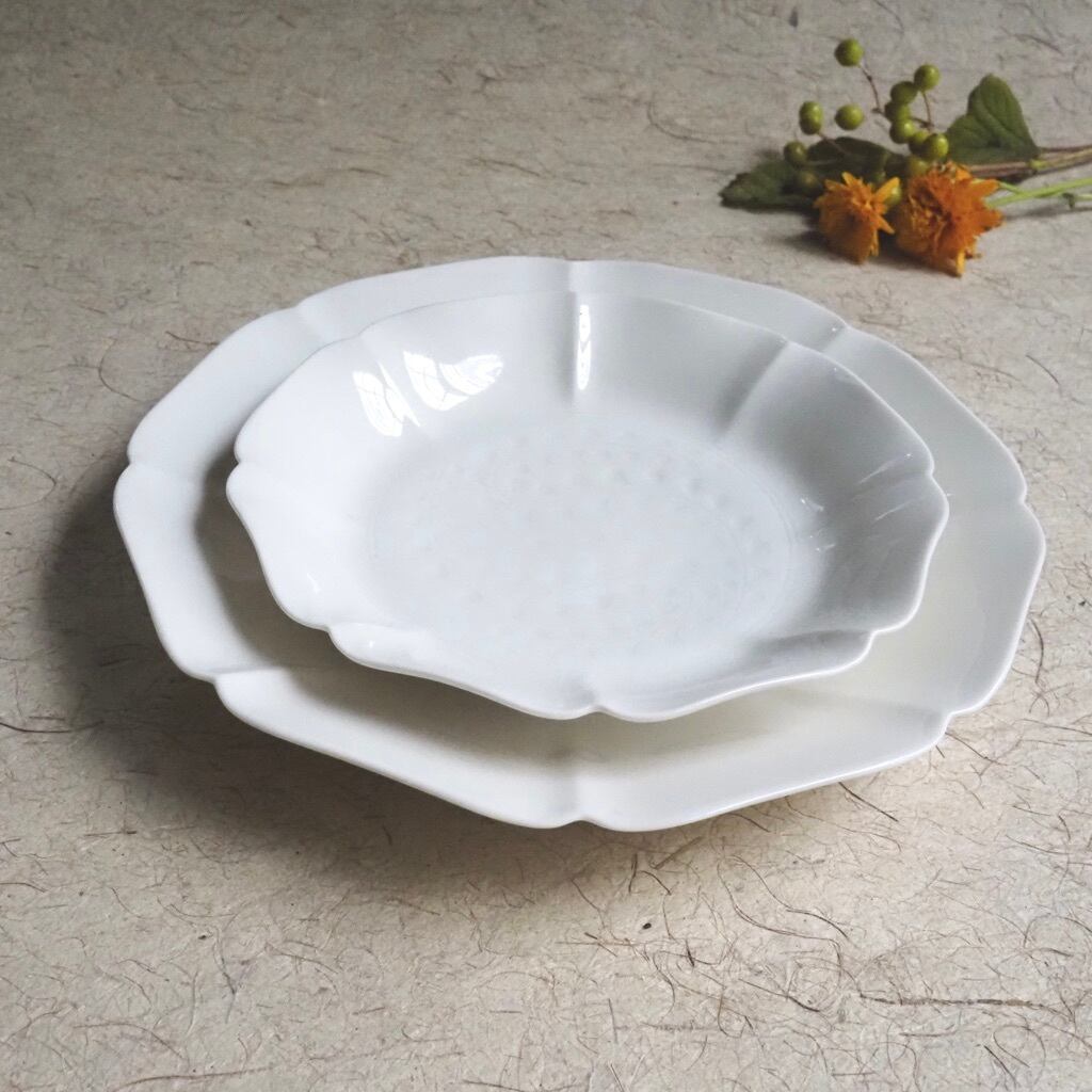 色原 昌希/白磁 8輪皿 7寸