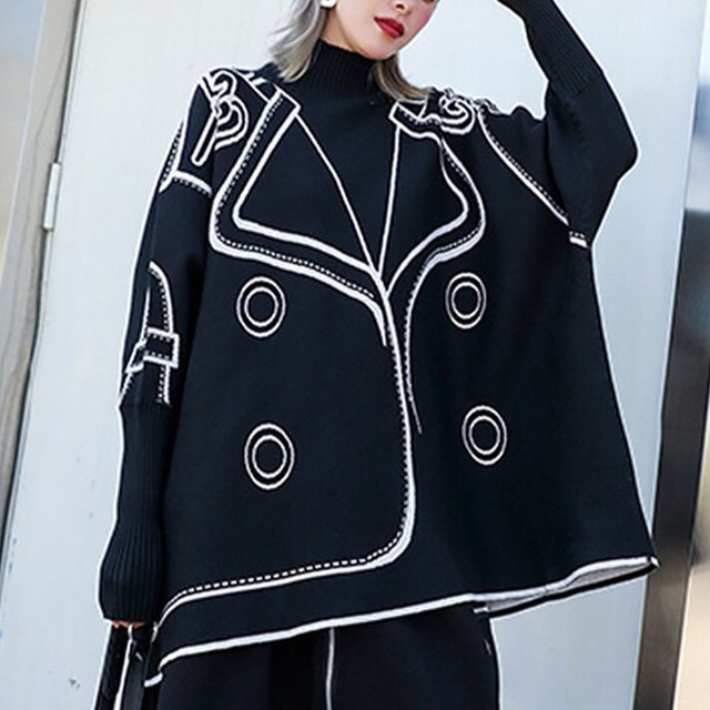 Black Oversized Knit Sweater / ブラック オーバーサイズ ニット セーター