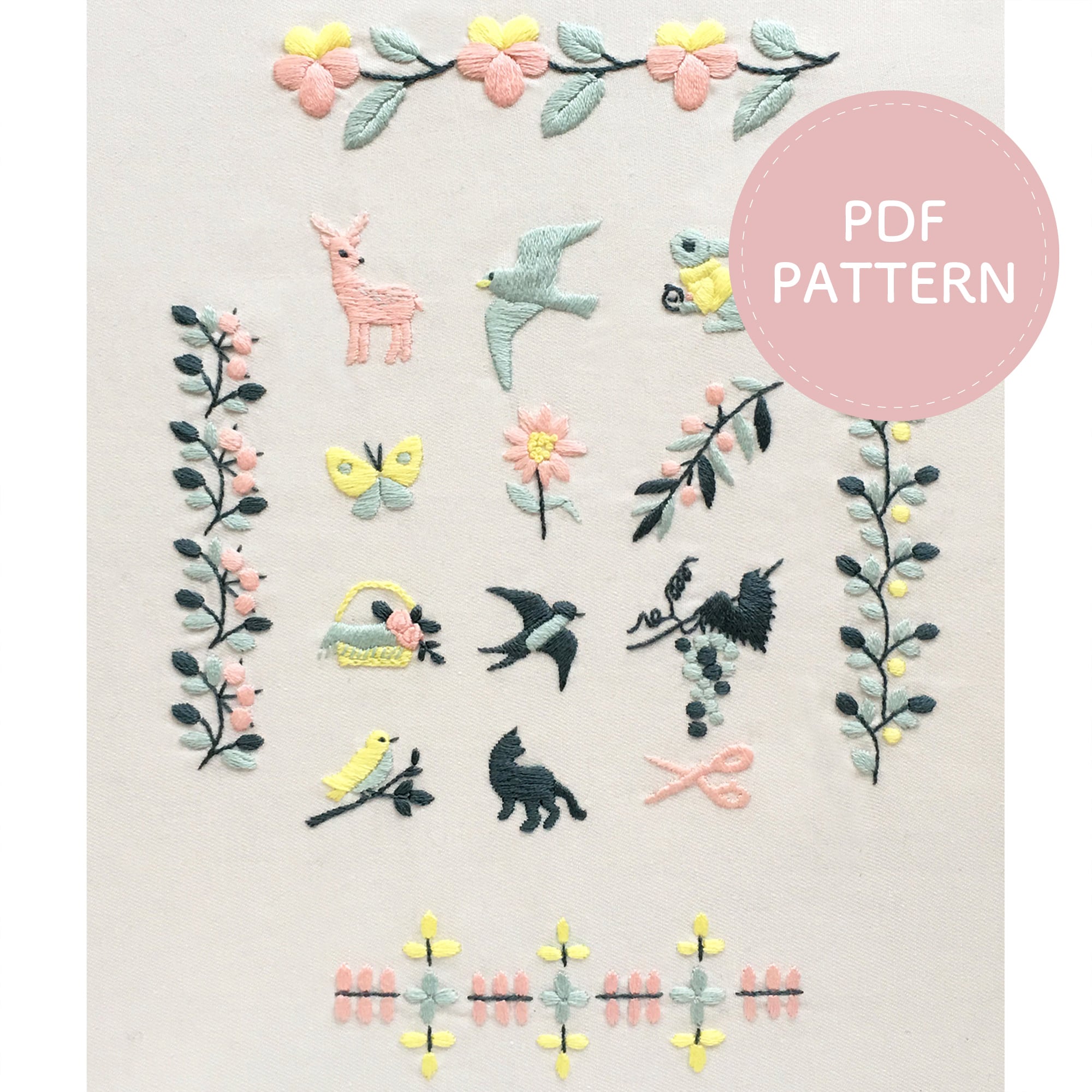 フランス刺繍（花と鳥）