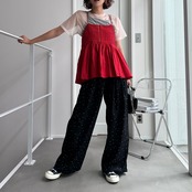 バックオープンキャミbustier/レッド
